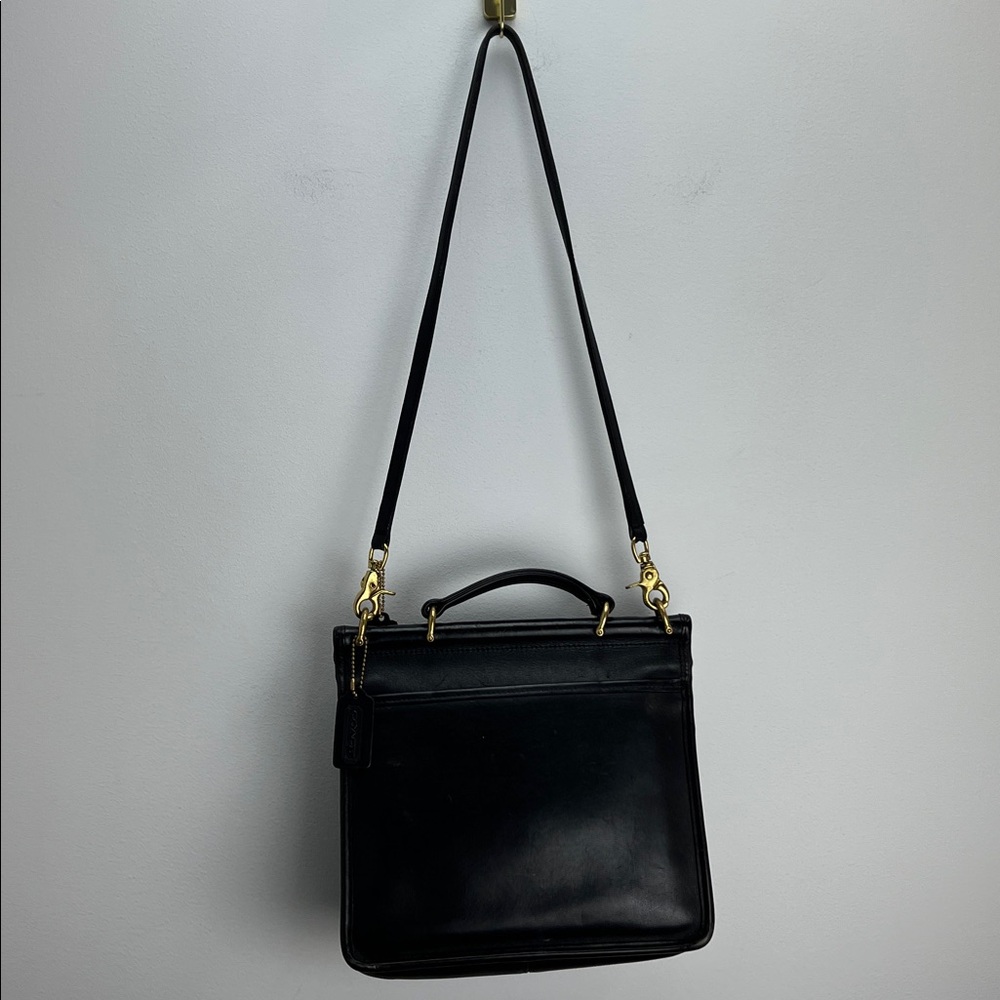 Vintage Coach Willis 9927 Top Handle Satchel Bag Crossbody Black Brass USA Made - Picture 11 of 15